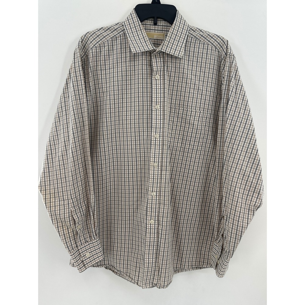Michael Kors Mens Long Sleeve Button Down Shirt 100% Cotton Size 16 1/2 34 35